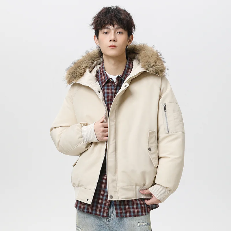 Man Parkas Jacket Winter Fashion Patchwork Fur Hooded Male Down Coat Thicken Warm Long Sleeve Zipper Comfortable Men Outerwear