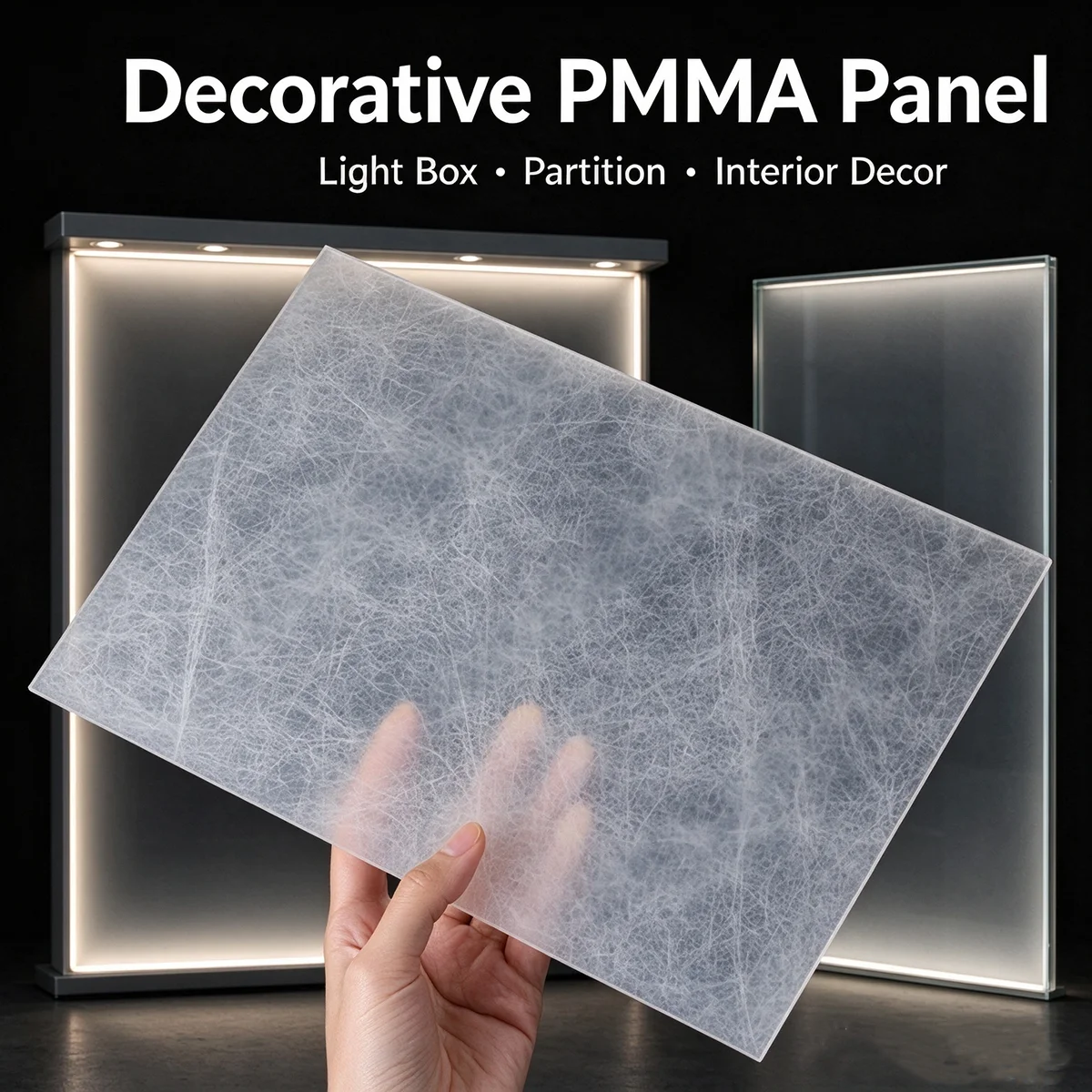 Cloud Silk Cracked Ice Acrylic Sheet, One Side Matte One Side Clear PMMA Light Diffusion Panel for Light Box Partition Decor
