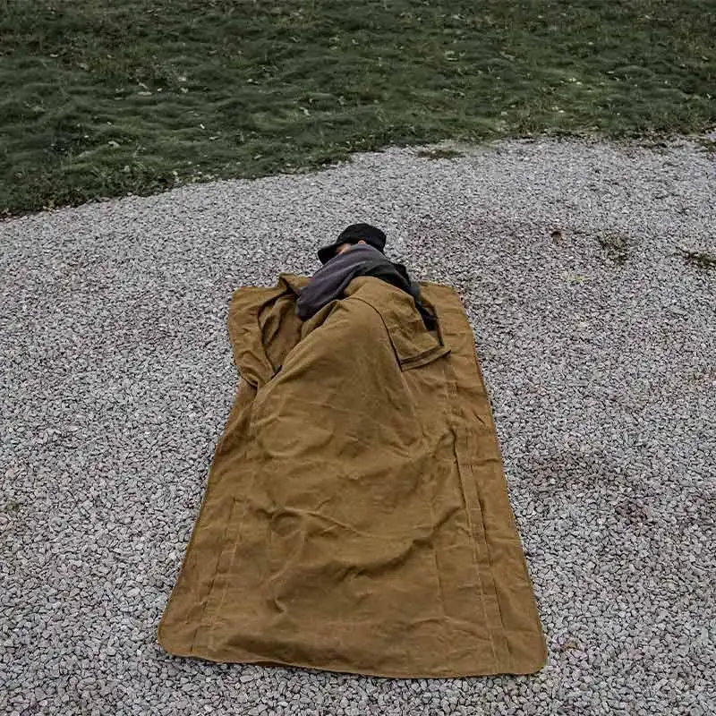 Chuanyeren Oil Wax Thickened Canvas Waterproof Dirtproof 3-Season Outdoor Envelope Type Customized Standard Length Sleeping Bag