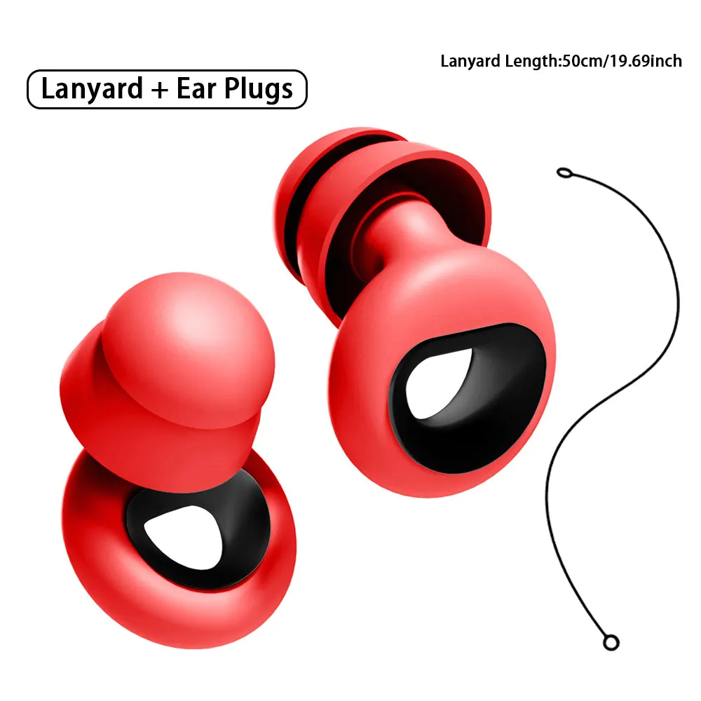 Soft Dual Silicone Cushion Design Double Layer Silicone Earplugs With Silicone Lanyard Dampen harsh noise for outdoor music part