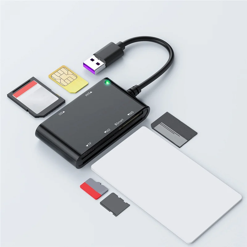 SQPP-USB 3.0 Multi Card Reader 6 In 1 Smart/MS/M2/TF/SIM/SD Picture Card Reader USB3.0 Card Reader