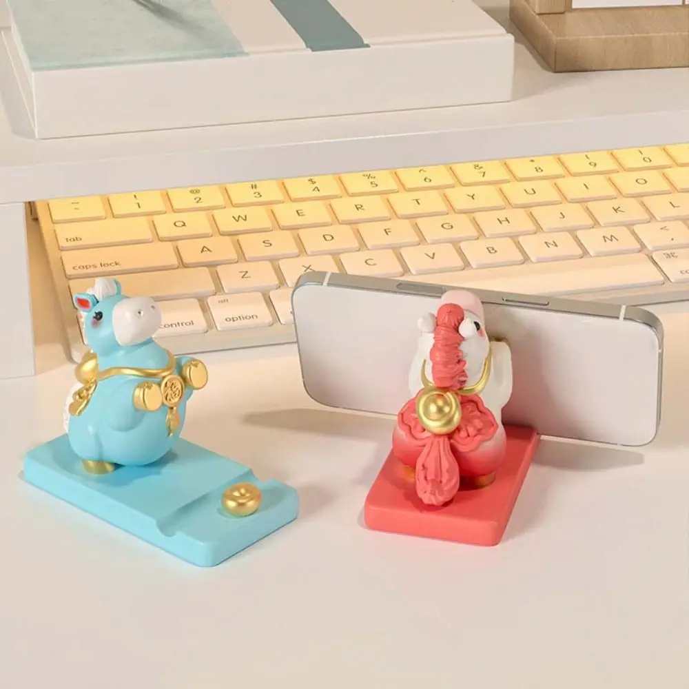 

Horse Mascot Zodiac Pony Phone Holder Resin Pony Shape Mobile Phone Stand 2026 Horse Year Small Ornament Cell Phone Bracket