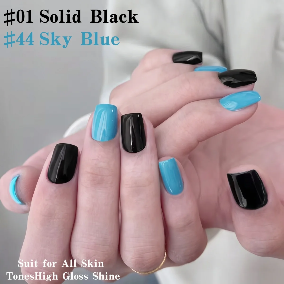 Hassleless 2Pcs New Autumn and Winter Whitening Blue and Black Nail Polish Gel, Long-Lasting and Not Easy to Fade, High Saturation and Strong Adhesion, Non-Damaging to Nails, Artistic Design Nail Salon DIY Salon Gel Se