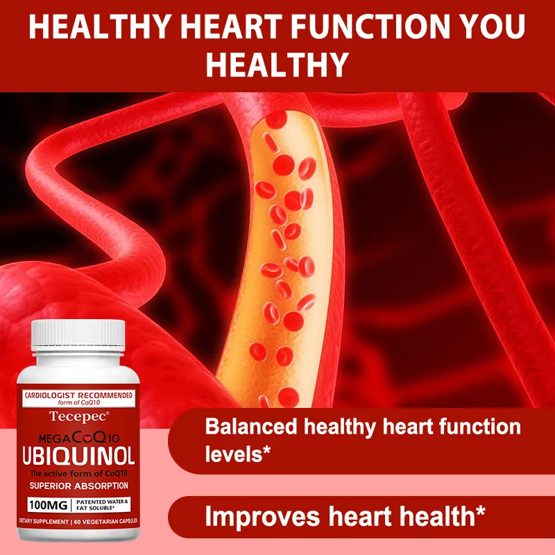 Mega Ubiquinol CoQ10, Highly Absorbed, Water-Soluble & Fat-Soluble Coenzyme Q10, Natural Antioxidant Supplement, Good for Heart