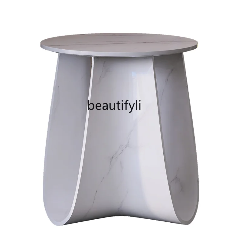 

yj Stone Plate Sofa Side Table Light Luxury and Simplicity Modern round Tea Table Corner Table Balcony round Table