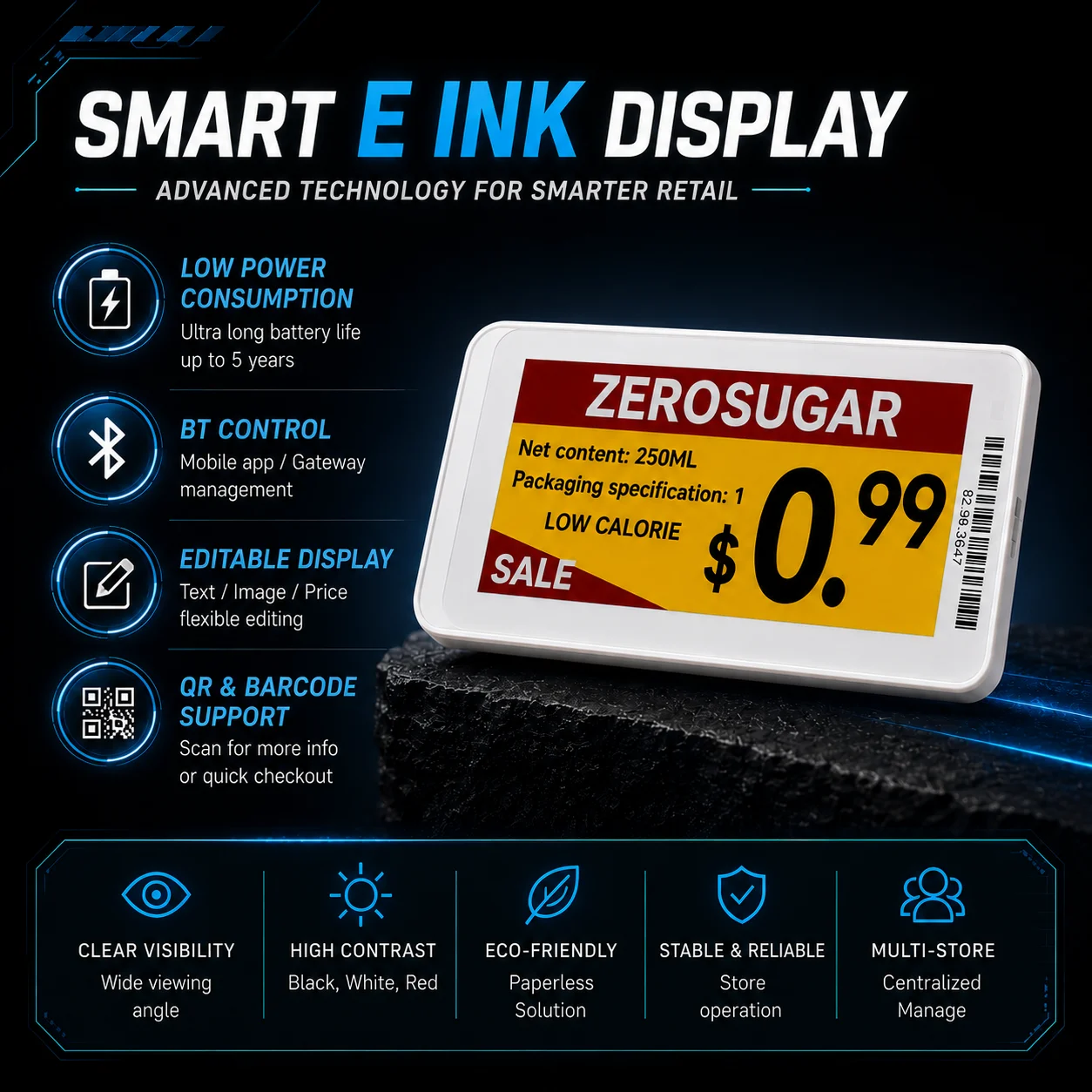 2.1 / 2.9 Inch Eink Screen Price Tag Andriod APP Control Update Multiple Sizes Multiple Language Price Display Shelf Label