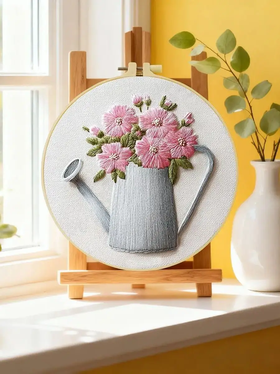 1 Stück 20X20CM/15X15CM 7,87/6,3 Zoll Wasserkocher Stickerei Starter-Kit DIY-Kit DIY-Stickerei-Set Handarbeiten Heimdekoration – Detail 6