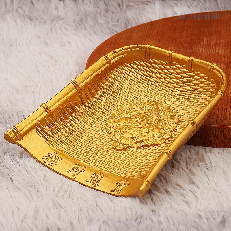 Brass Gold Winnowing Basket Rice Sieve Five Grains Harvest Metal Craft Ornament Housewarming Living Room Decor Gold Toad