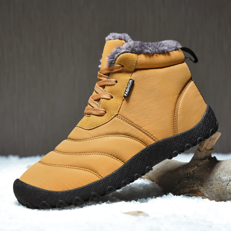 

New Winter Snow Boots for Men Women Outdoor Hiking Shoes Warm Plush Mens Sneakers Casual Cotton Shoes Ankle Boots Big Size 48