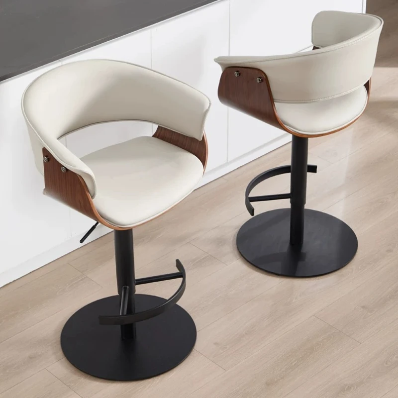 Light Luxury High-end Sense Simple Backrest High Stool Bar Chair Front Island Rotating Lift Home High Kitchen Stools Furniture