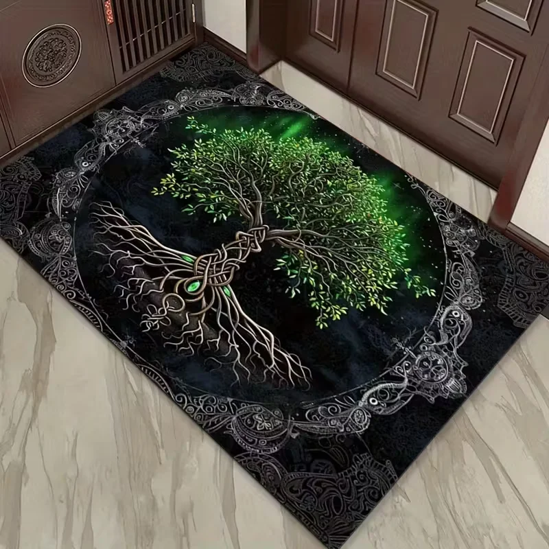 Image of Die Türmatte „Baum des Lebens“ ist eine rutschfeste Bodenmatte, die für Wohnzimmer, Schlafzimmer, Küchen, Heimdekoration und Dekor-Türmatten geeignet ist