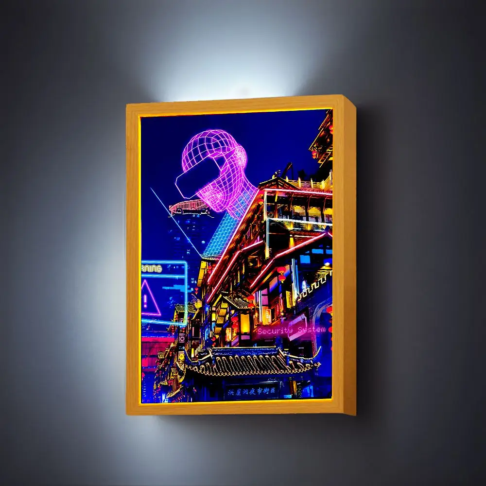 Beautiful City Chongqing Light Painting Photo Frame Led Night Light Home Aesthetic Decorate Bedside Lamps Moon Lamp Freind Gifts