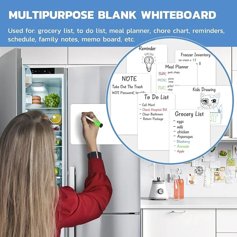 A3 Size Dry Erase Magnetic Whiteboard Fridge Sticker 16.5×11.8in for Refrigerator with 8 Markers 1 Eraser