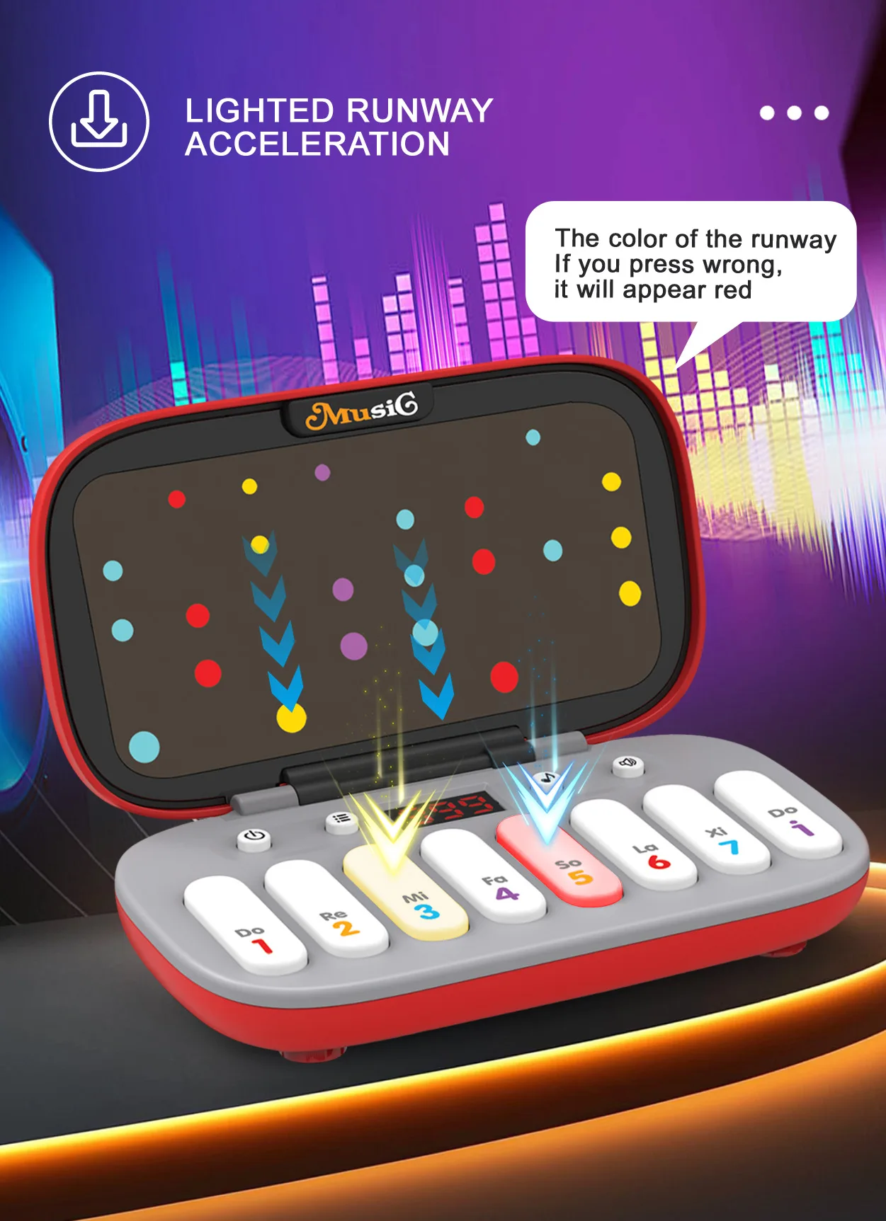    Multifunktionale elektronische Musik-Rhythmus-Puzzlespielmaschine für 3+ Montessori, tragbares Spielzeug, pädagogisches sensorisches Spiel, grün, rot