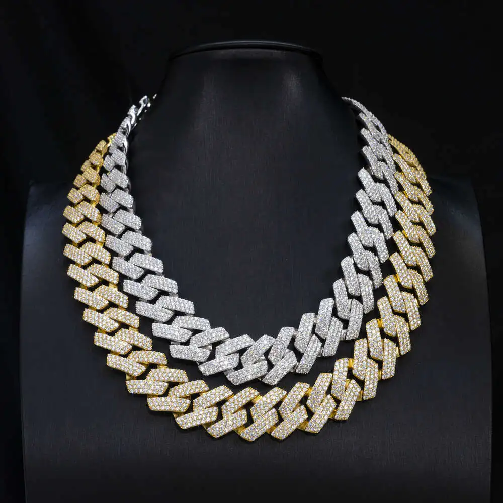 Fine Jewelry Moissanite 925 Silver Gold Plated Necklace Body Cuban Link Chain