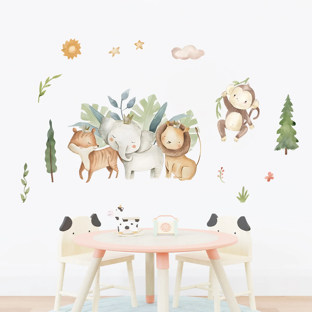 1Pc Cartoon Fox Deer Rabbit Wall Stickers Kids Room Decoration Children Room Bedroom Wall Decals Living Room Decor for House