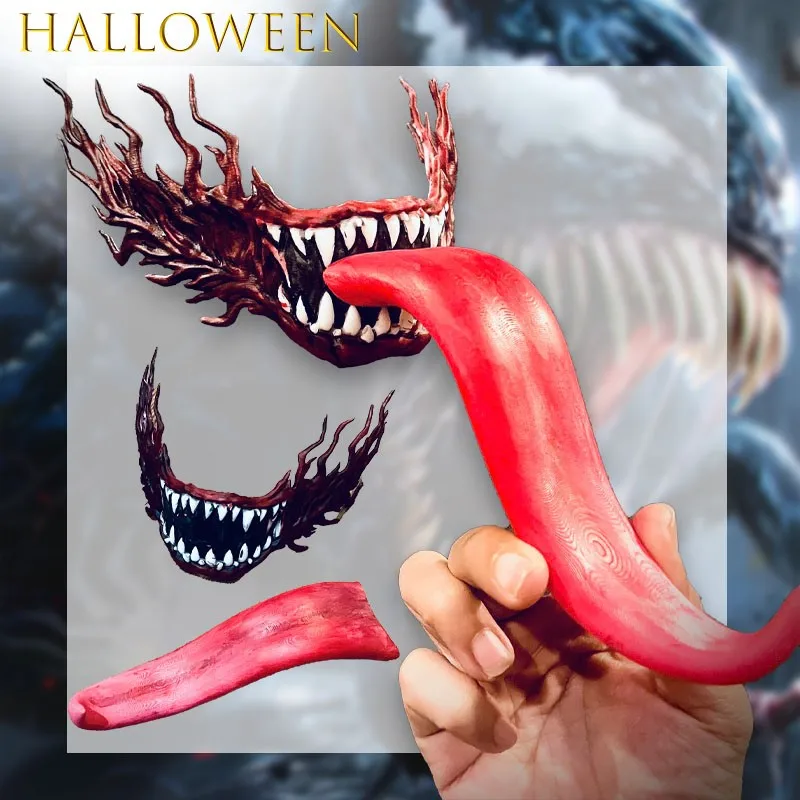 

Cosplay Long Tongue Prop Dark Monster Accessory Gothic Horror Anime Item For Costume Motorcycle Accessories Decoration Mask Cos