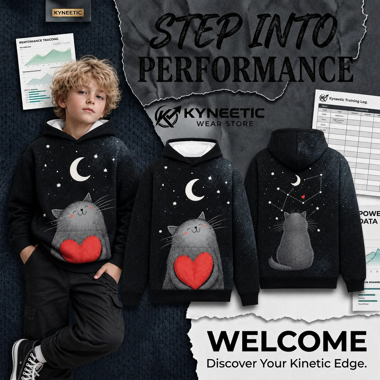 Cute Animal 3D Print Pullover Sweatshirt Loose Parent-Child Kawaii Hoodie Aesthetic Starry Night Valentine Day Gift Outfit Tops