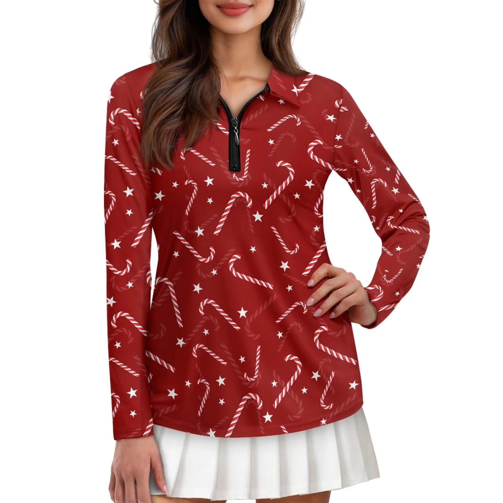 PENSTROLL Candy Cane Star Womens Hiking Tennis Running Tops Running Yoga Pilates Top Athletic Shirt for Shopping