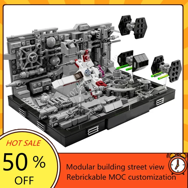 665PCS Trench Run Diorama Space War Military MOC SpaceShip Battle Model Custom Puzzles Architecture DIY Education Model Toy Gift