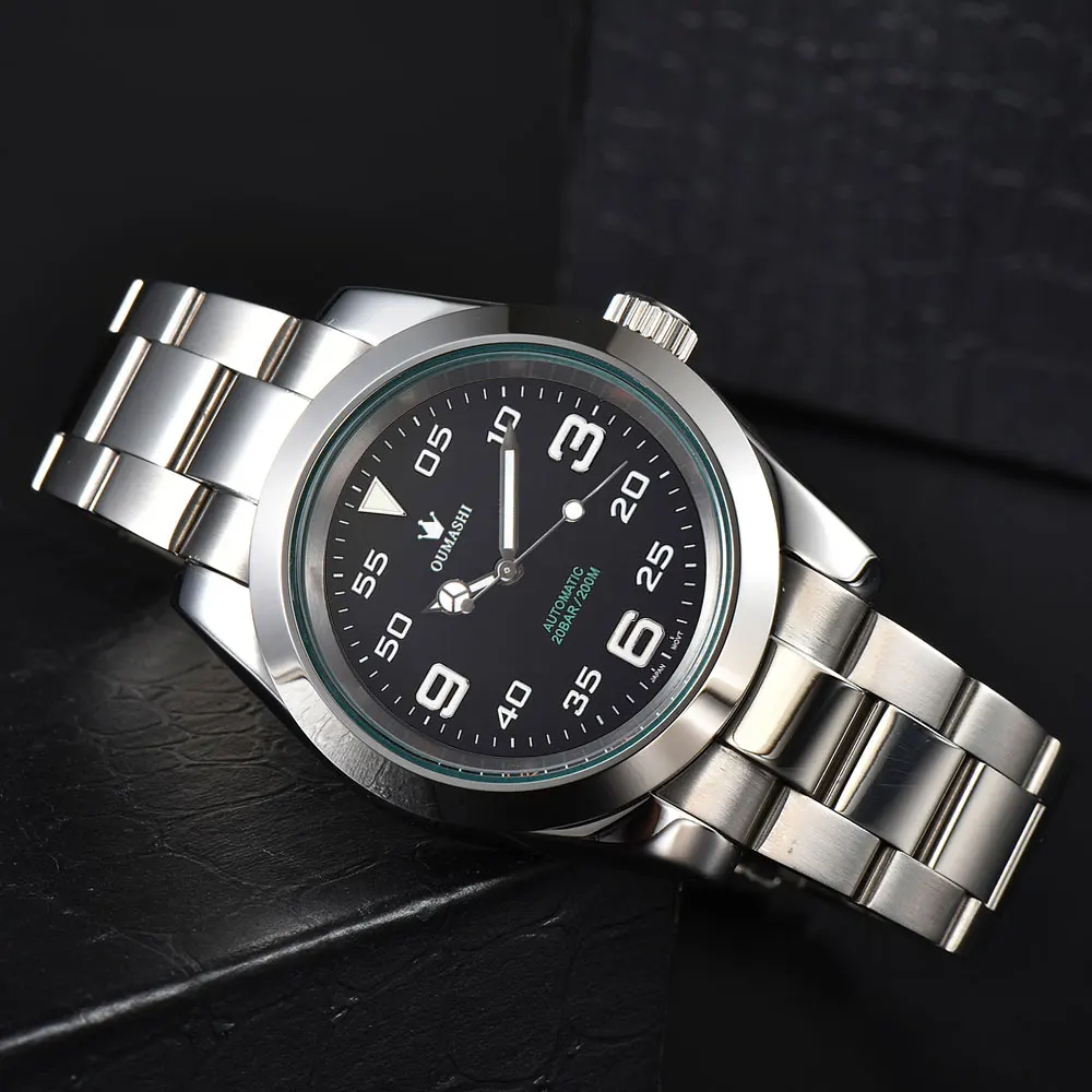 Orologio da uomo da 39 mm con movimento NH35 orologio meccanico automatico vetro zaffiro cinturino in acciaio inossidabile orologio personalizzato da lavoro
