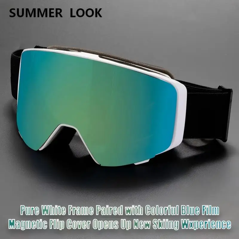 Magnetic Flip-up Ski Goggles Double Layer Full Lens Anti-Fog Snow Goggles Windproof UV Protection Outdoor Snowboard