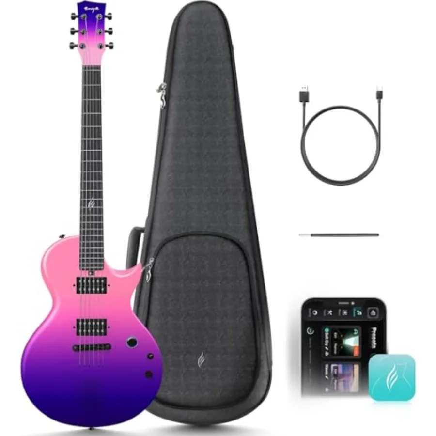 

Street performance home studio electric guitar: carbon fiber body, black finish, built-in 10W wireless speaker, onboard presets