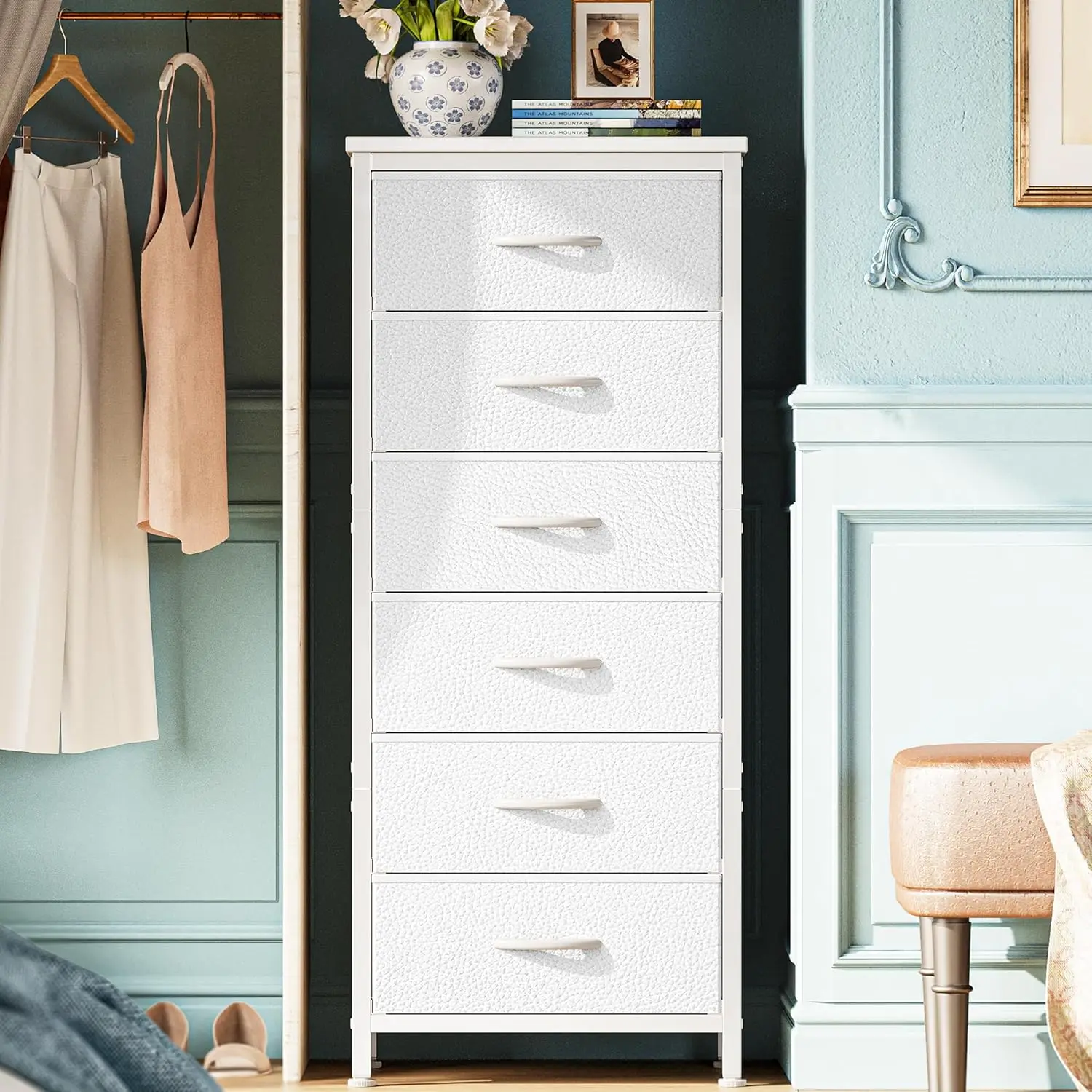 

43.3 Inch Tall Dresser for Bedroom, 6 Drawer Dresser & Chests of Drawers, Fabric Dresser for Closet, Bedroom, Night Stand, En