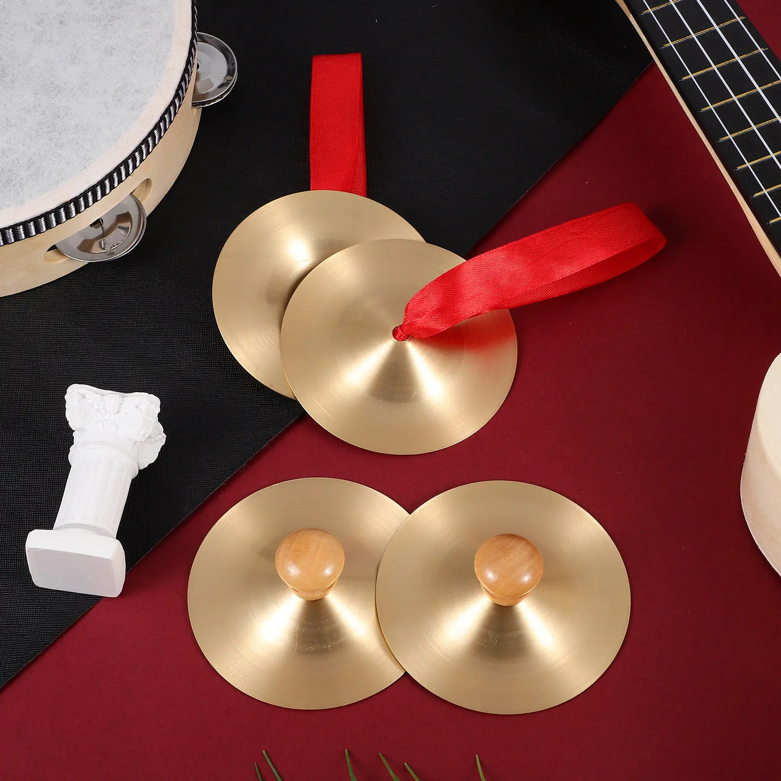 2Pairs Children Copper Cymbals Belly Dance Hand Finger Cymbals Accurate Tuning Music Instrument for Party Performance