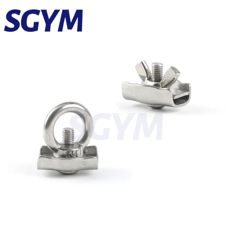 M2 M3 M4 M5 M6 M8 M10 304Stainless Steel Simplex Post Bolt Clip Wire Rope Cable Clamp With Eye Butterfly Nut Caliper Simple Grip