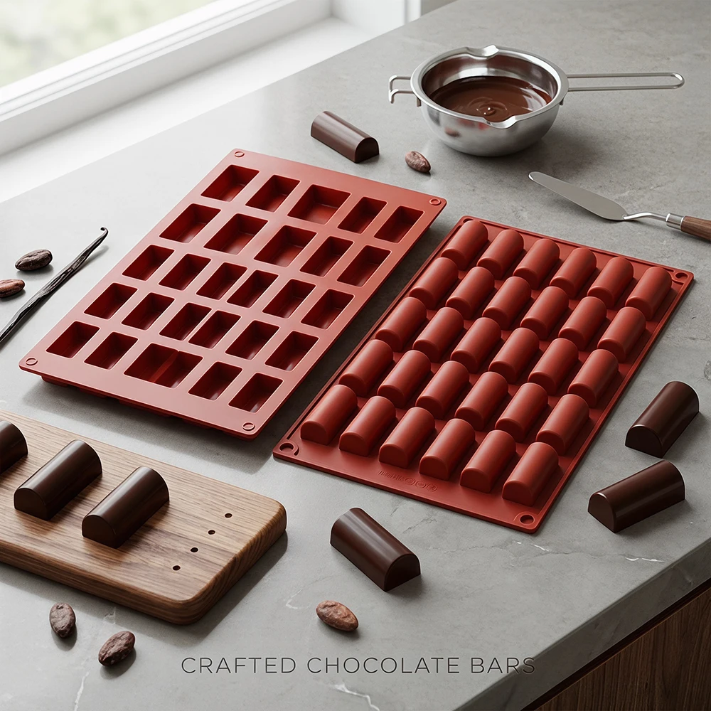 30 cavity small toast silicone caramel candy mold chocolate bar mold suitable for truffle, jelly, nut candy, brownie, ice tray