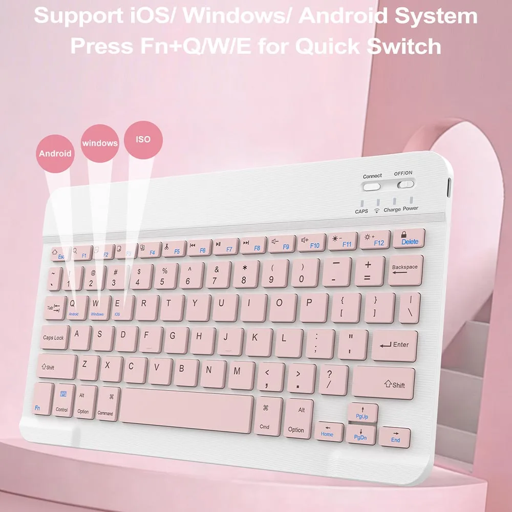 Multicolor Keyboards Bluetooth Compact Wireless Keyboard 150mAh Compatible With Android, Windows Smartphones For IOS iPad system