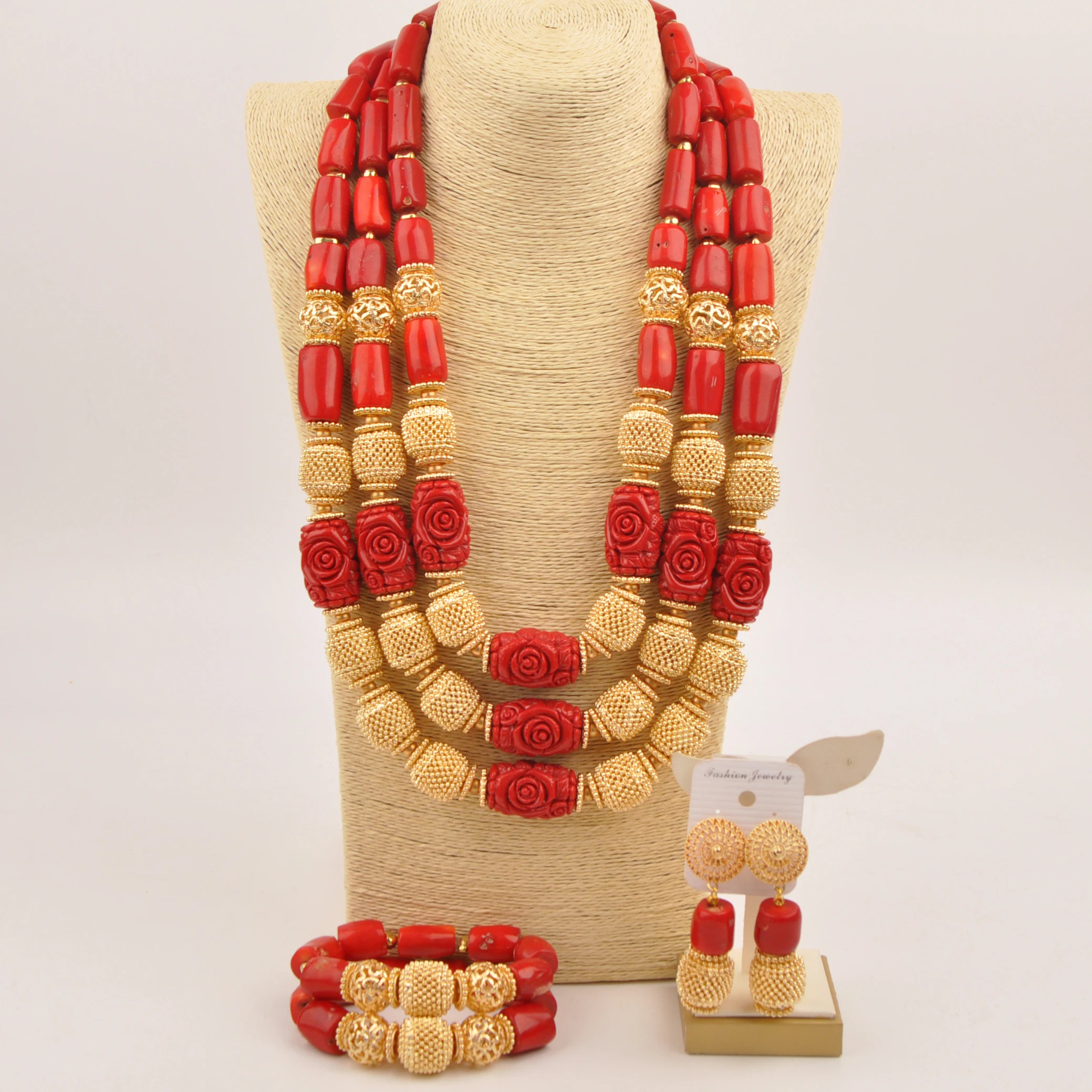 

Necklace Wedding Fashion Nigeria Collection jewelry Red natural coral Africa