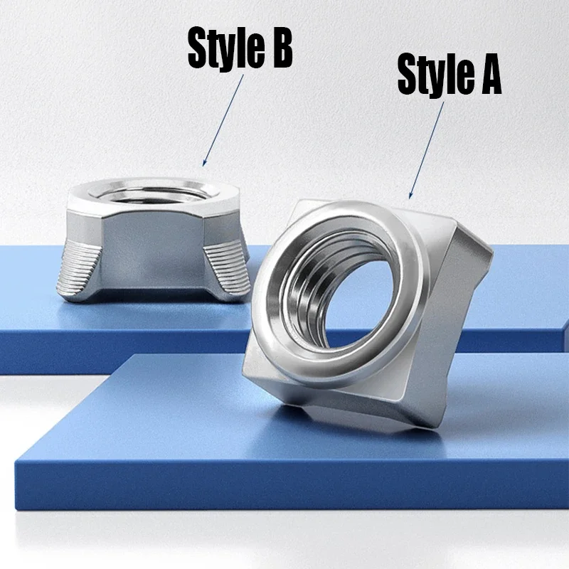 

M3 M4 M5 M6 M8 M10 M12 304 Stainless Steel Square Welding Nut Spot Welding of four Angle Nuts Square Weld Nuts