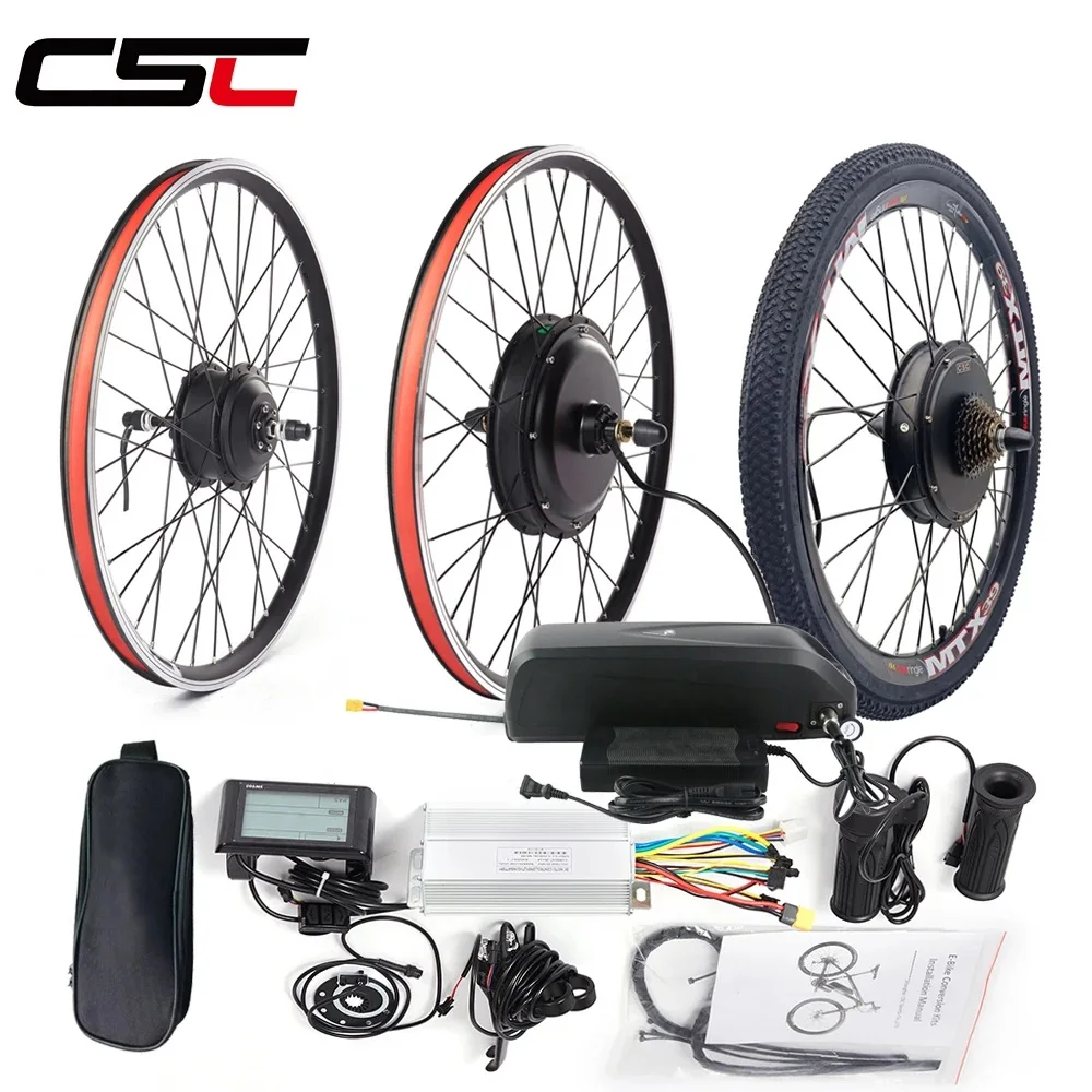 Zestaw do konwersji roweru elektrycznego CSC z akumulatorem 36V 250W 350W 500W Przedni Tylny Silnik w piaście koła 48V 1000W 1500W Rower Elektryczny MTX