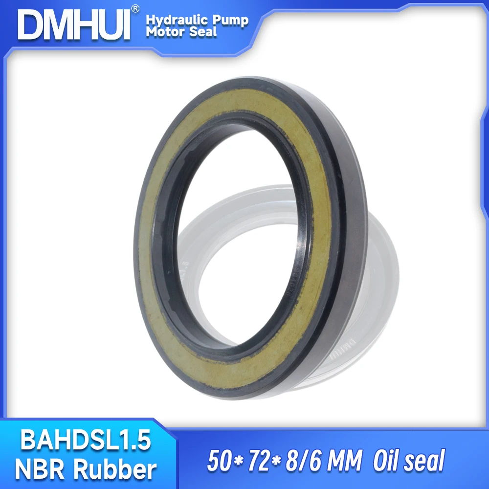 

DMHUI Construction Machinery Spare Parts Oil Seals 50x72x8/6mm Hydraulic Pump Replacement Accessories BAKHDSN Type NBR Rubber