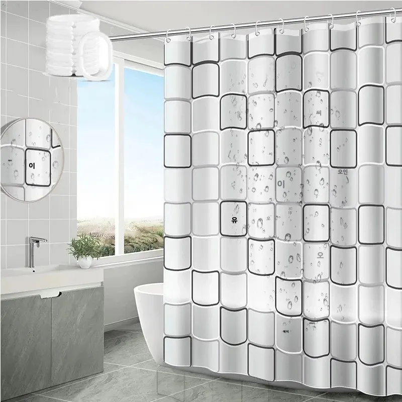 Waterproof Shower Curtain Mildew Proof Durable Bathroom Screens With Hook Modern Printed Bathtub Curtains Bathroom Accessories