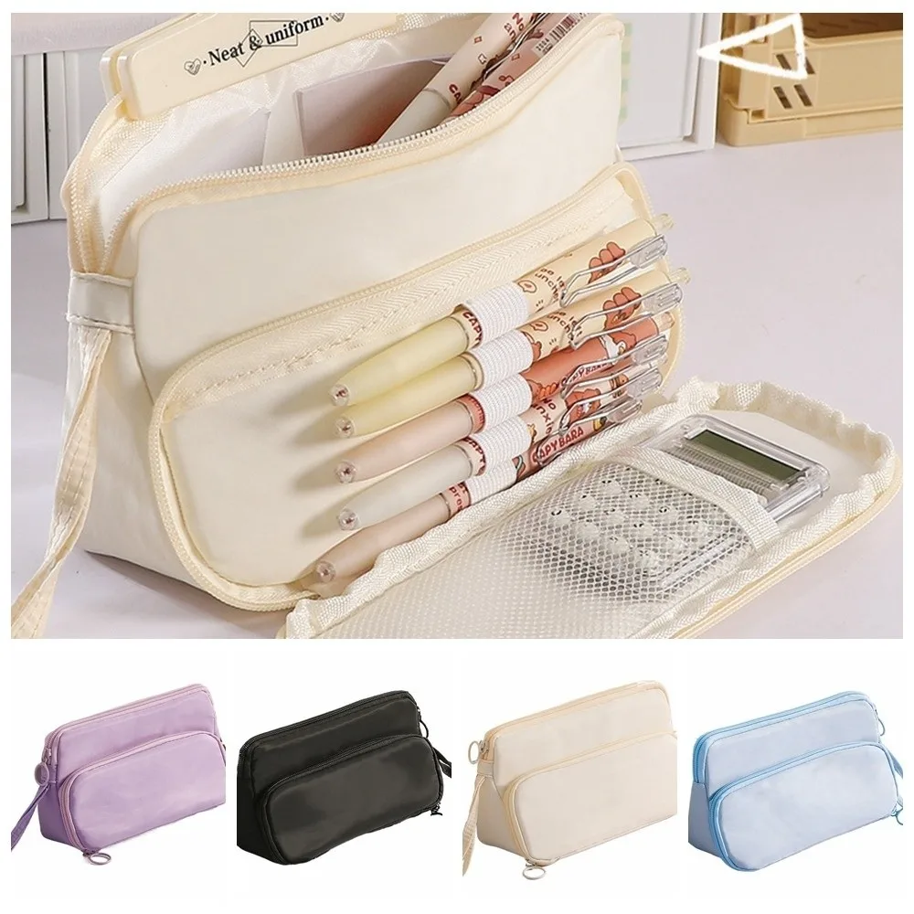 Organizer Supplies Double-layer Ladder Pencil Case Large Capacity Zipper Kawaii Pencil Bag Creative Cute Stationery Bag Kids