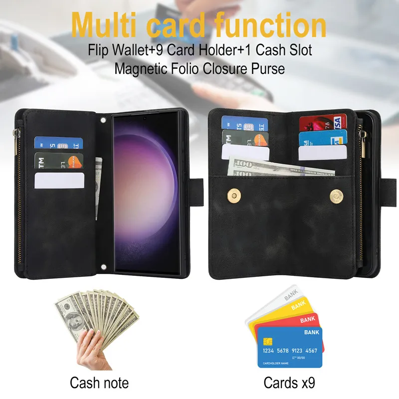 Case for Samsung Galaxy S24 S22 S23 Plus S21 FE A54 A15 A55 A73 S20 A71 NOTE 20 Ultra A52 A34 A51 5g Leather Wallet Phone Bags