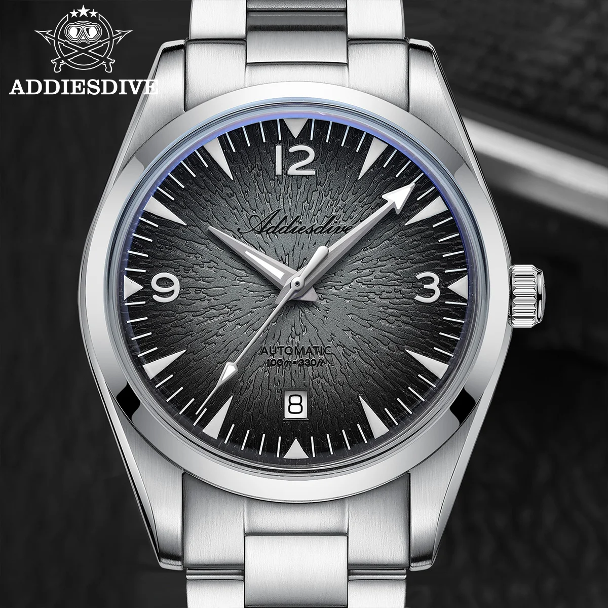 Addiesdive جديد التدرج التلقائي ساعات آلية مقاوم للماء اليابان 8215 فقاعة مرآة فستان زجاجي الساعات AD2508 reloj hombre #5