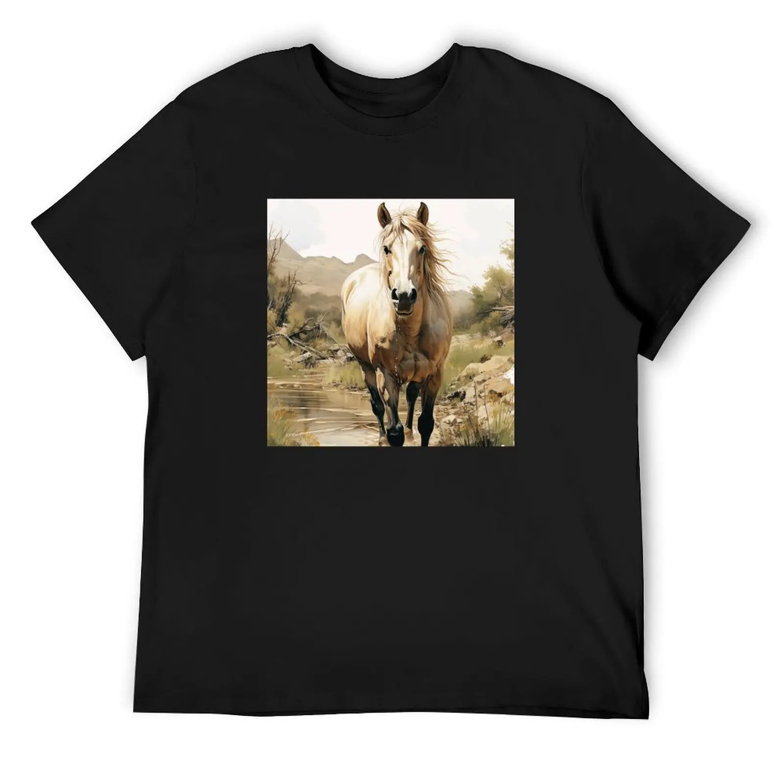 

Watercolor Horse T-Shirt Anime t-shirt quick-drying cotton graphic tees funny meme t-shirts slim fit t shirts for men