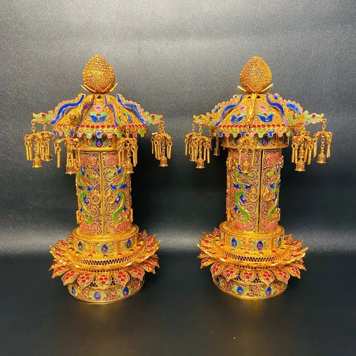 Antique lotus stupa pure hand-woven inlaid collectible ornament