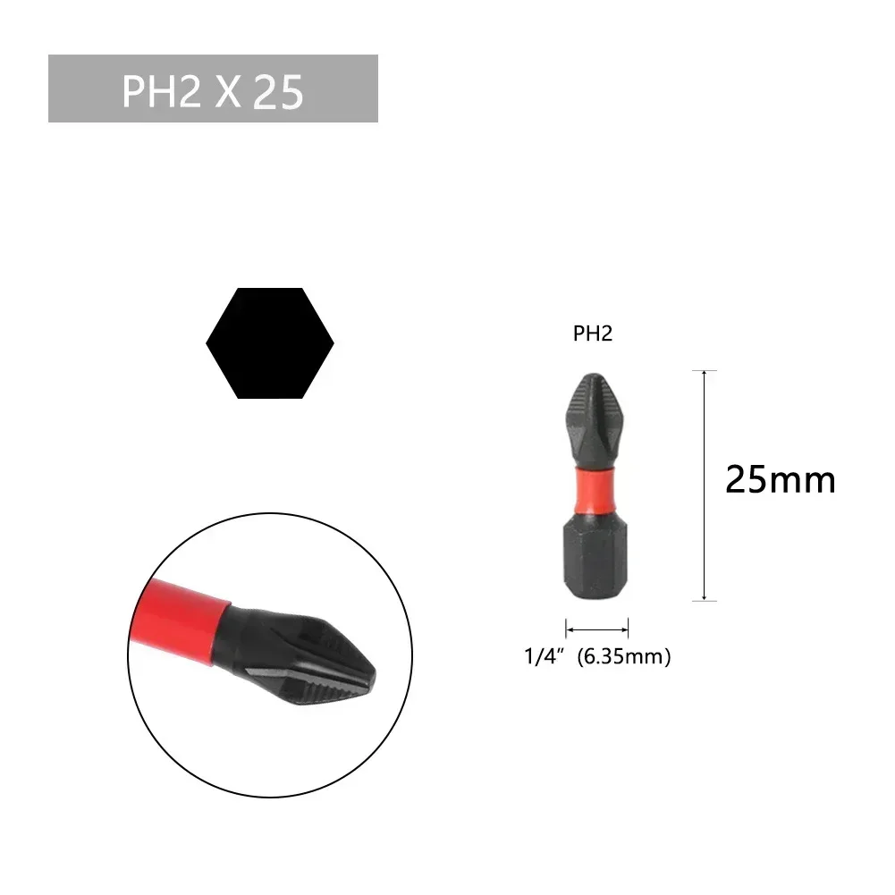 1 PC 50 มม./70 มม./90 มม.แม่เหล็กลื่นชุดหัว PH2 CROSS ไขควง HEX Shank สีแดง anti Non-SLIP กันน้ํา Bits