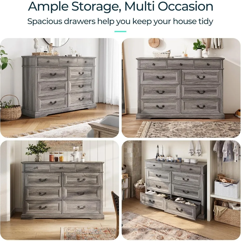 Farmhouse 9-Drawer Dresser -  Chest of Drawers for Bedroom and Living Room Organization,Wood Dresser with Ample Storage Space