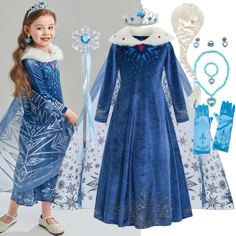 Anna e Elsa Princess Dress para menina, RPG infantil de Halloween, Traje de rainha da neve, Roupas de festa, Roupas infantis, Aniversário