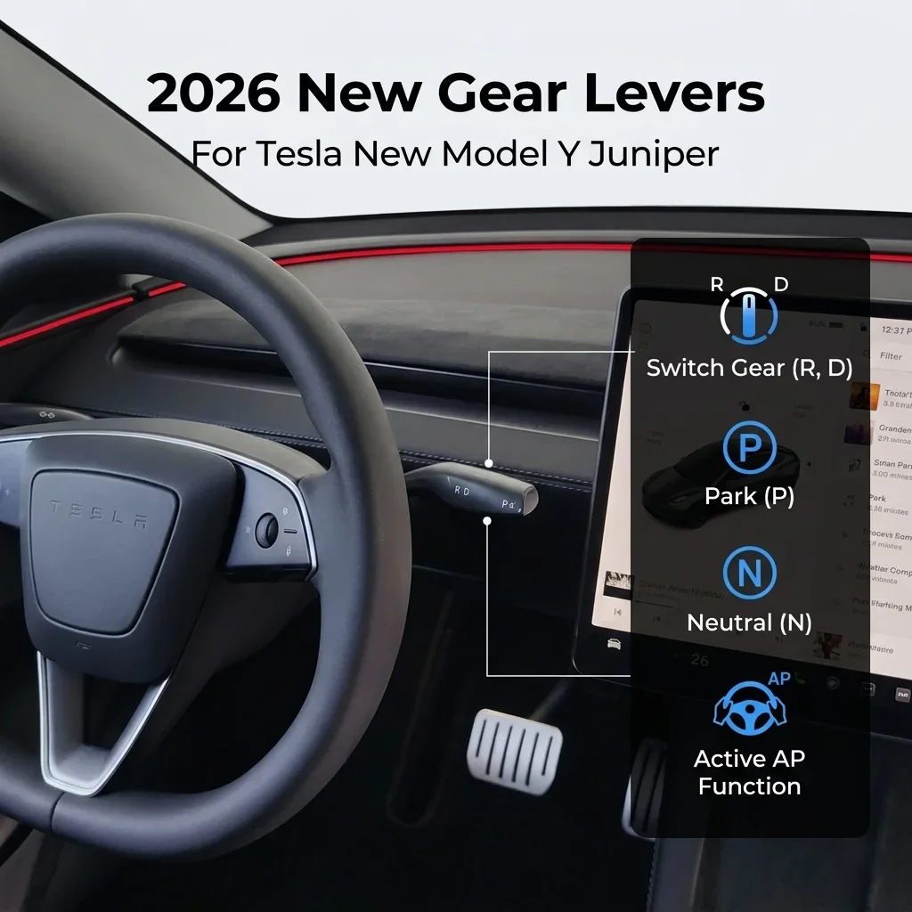Shift Lever with Paddle Shifters Column Shifter for Tesla Model Y/3 Juniper 2025-2026 EV Components Adapted for EU APAC Markets