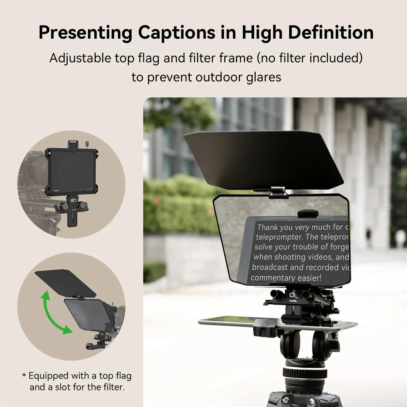 SmallRig Multifunctional Teleprompter for iPad Tablet up to 11 inch SmallGoGo APP Supports PDF Picture Word TXT for DSLR -3646