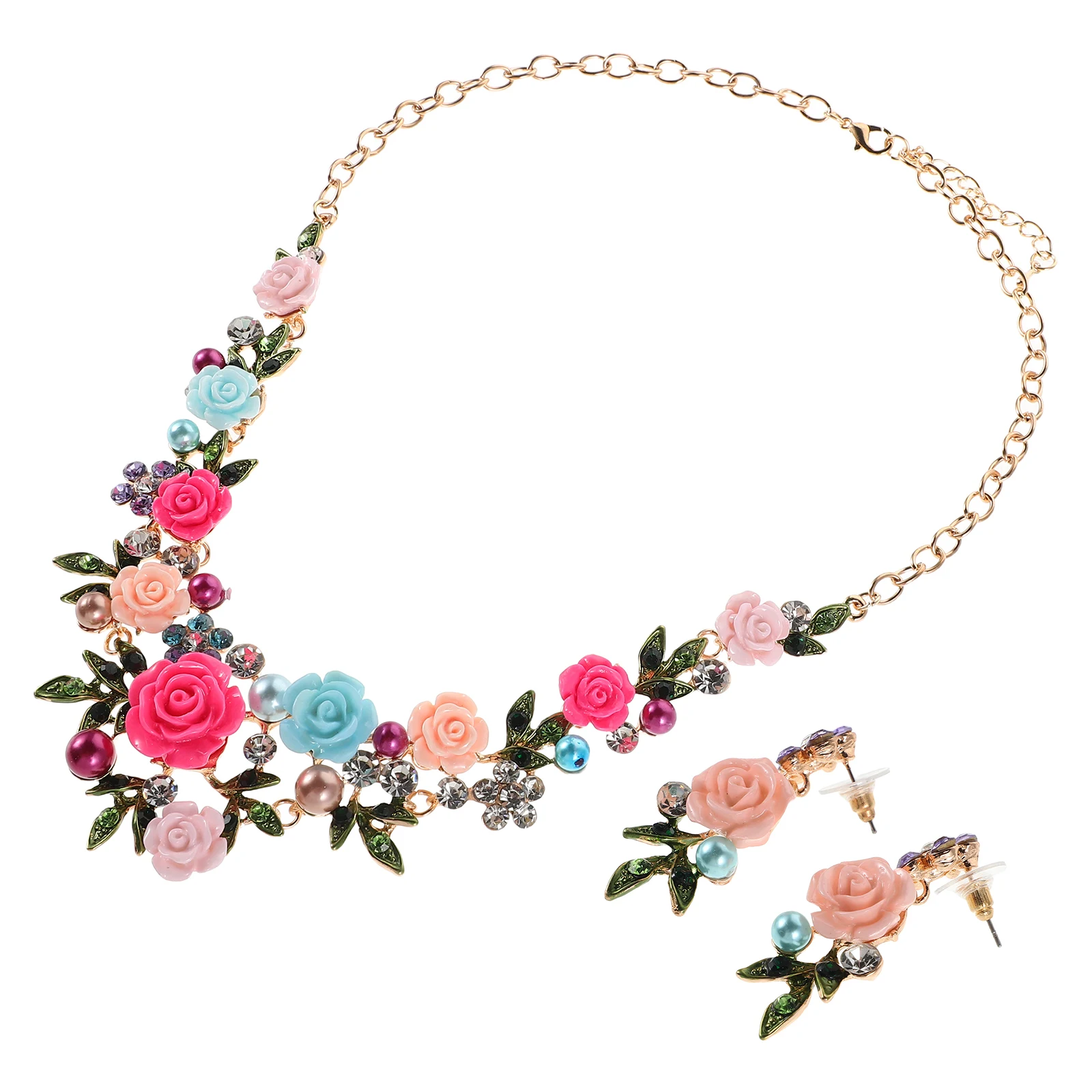 

1 Set Floral Leaf Jewelry Set Lightweight Necklace Earrings Summer Wedding Bridesmaid Accessories Elegant Party Prom Garden
