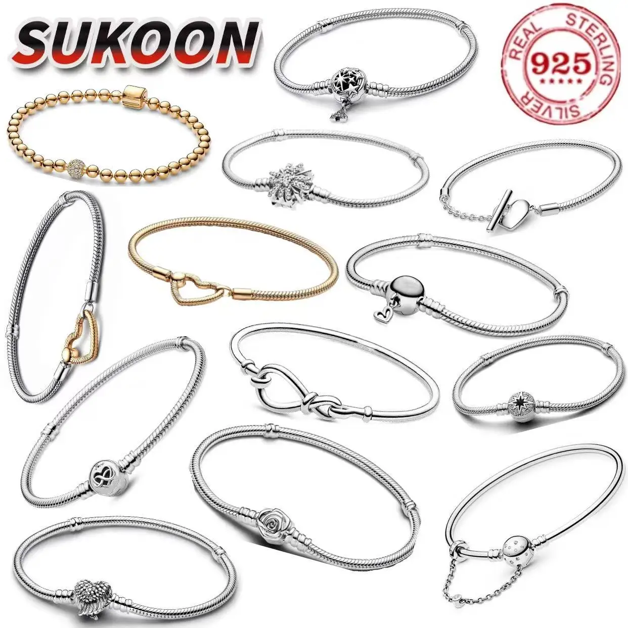 Bracelet de luxe en argent sterling 925% original en forme de cœur, flocon de neige rose, zircon, pour femmes, bijoux personnalisés, cadeau de fête