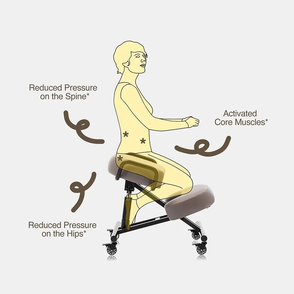 Ergonomic Kneeling Chair 512 AKONI, Adjustable Stool for Home and Office, Improve Your Posture, Thick Comfortable Cushions,